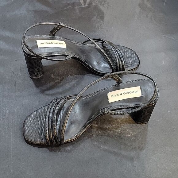 ANTONIO MELANI SQUARE TOE LOW BLOCK HEEL SANDAL - Picture 13 of 15